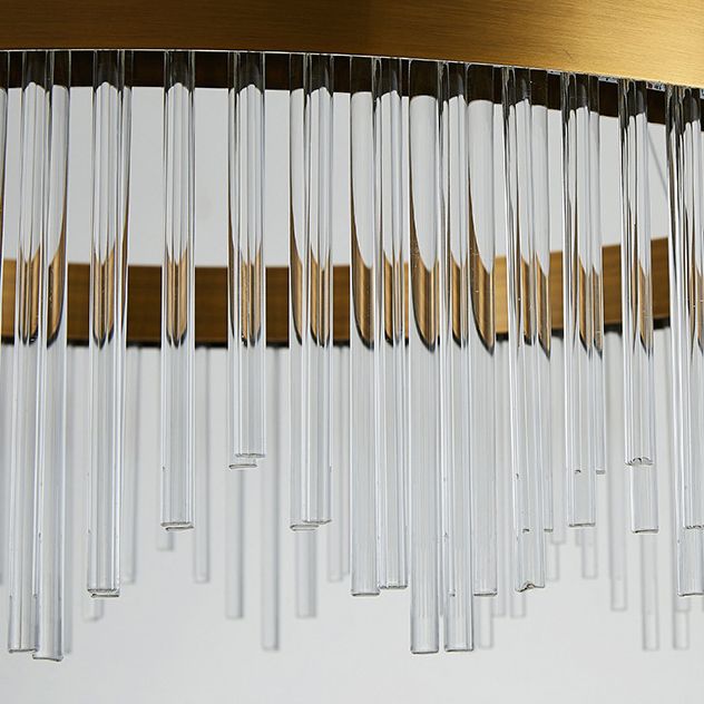 Modern Round Chandelier Glass Crystal Pendant Ceiling Lights with Adjustable Hanging Cord for Living Room