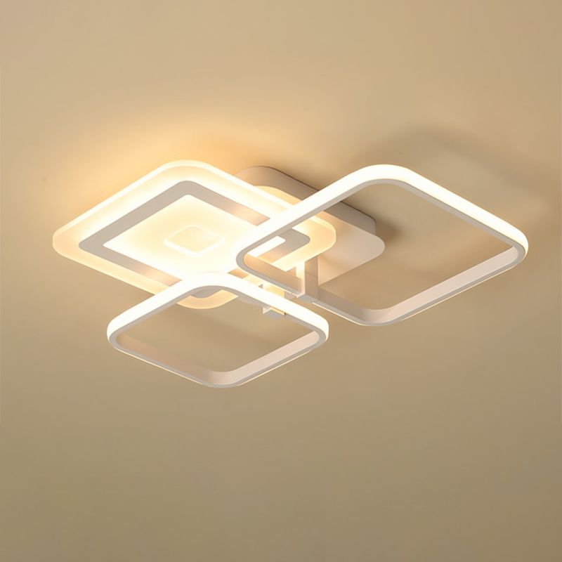 Acrylic Square Semi Flush Simple LED White Close to Ceiling Lighting Fixture in Warm/White Light