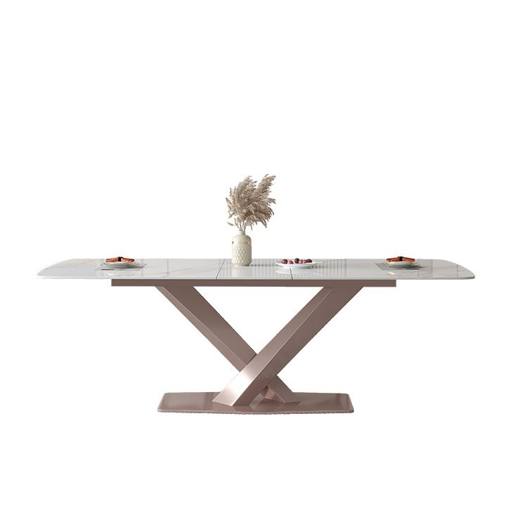 Modern 1/4/5/7 Pieces Silver Dining Table Set with Sintered Stone Top Scalable Dinette Set