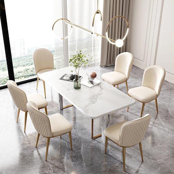 Kitchen Dining Chairs Faux Leather Side Chairs with Gold Metal Legs