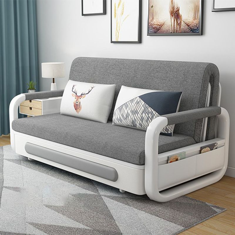 Washable Linen Square Arm Sofa Bed Standard Foldable Sofa for Living Room