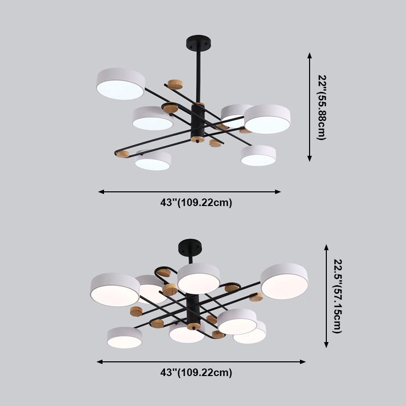 Modern Style Cylinder Ceiling Suspended Lighting Metal Multi Lights Pendant Lamp