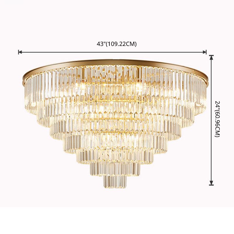 Conical Metal LED Ceiling Light in Modern Luxury Style Crystal Flush Mount for Dining Room