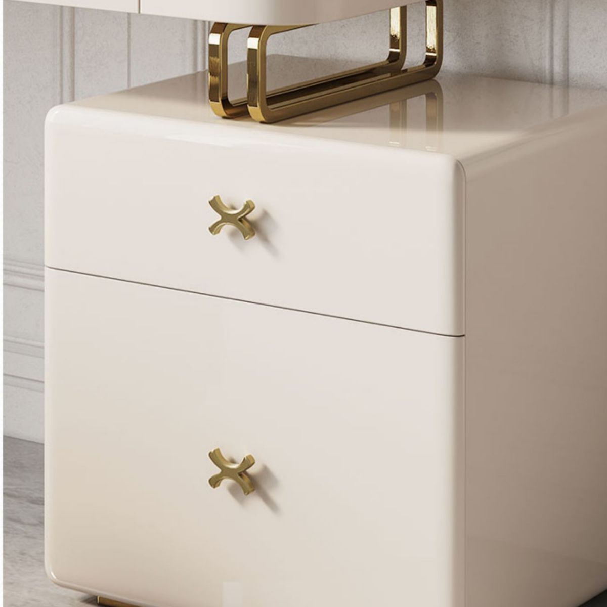 Beige Luxurious Vanity Set with Stool 2/4 Storage Drawers Dressing Table