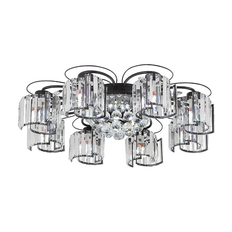 Flower Bedroom Flush Massimale Light Crystal Contemporary Flush Light Fixture in Nero