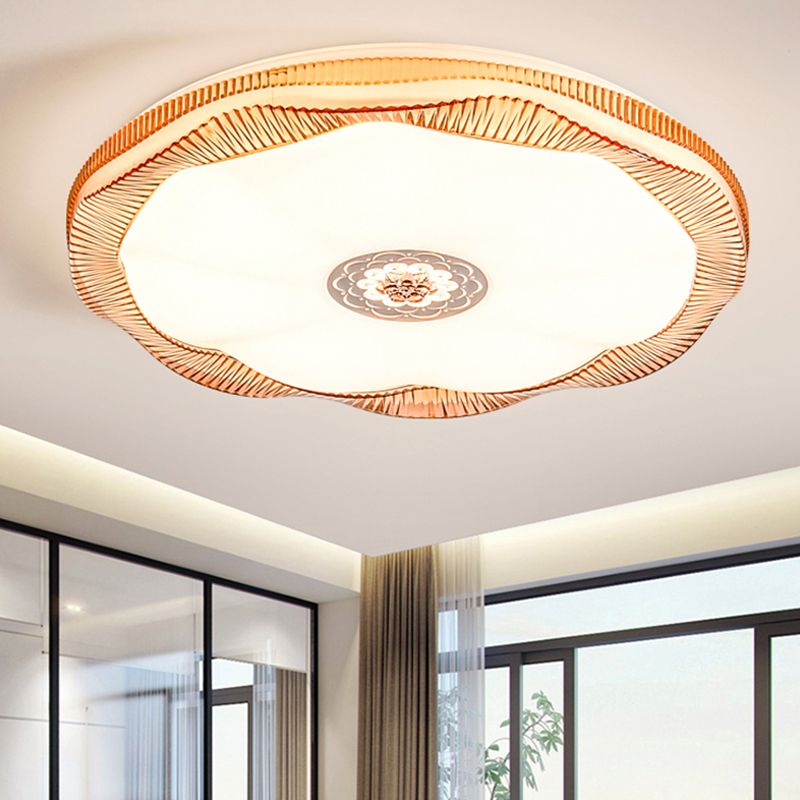 Blooming Flush Mount Light Modern Acrylic Shade White/Blue/Gold Ceiling Flush Mount for Bedroom in Warm/White, 16"/19.5" Wide