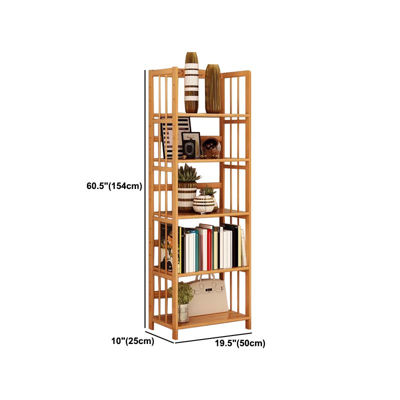 Contemporary Brown Bamboo Shelf Bookcase Open Bookcase for Study Room