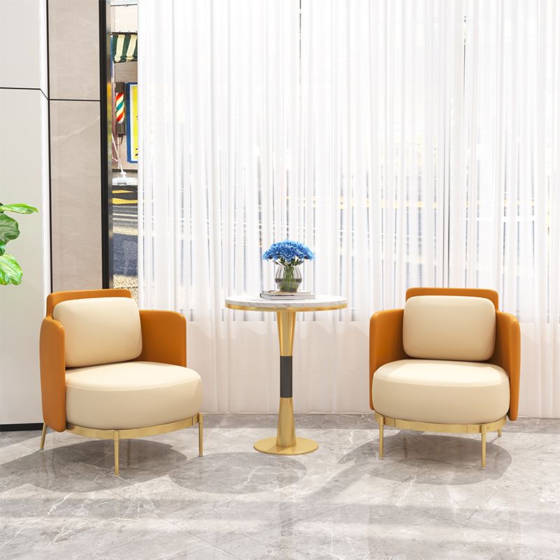 Glam Round Dinette Set with Padded Chairs 1/2/3/5 Pcs White Stone Dining Set for Home