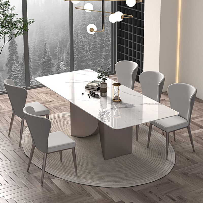 Nordic Glam Rectangle Sintered Stone Dining Table Set 1/2/4/6/7 Pieces Dining Set