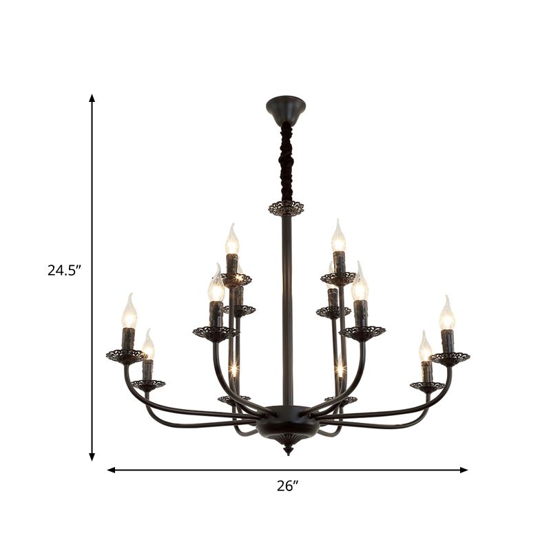 9 luci a sospensione Light Candele classico Candele il lampadario appeso in nero per soggiorno