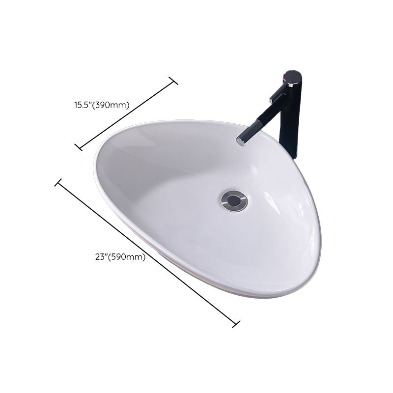 Modern Vessel Bathroom Sink Rectangular Porcelain Basin Sink (Not Include Faucet)