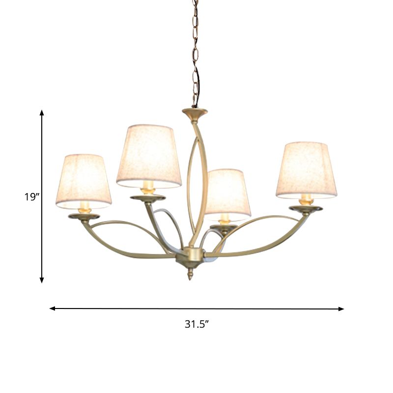 Swooping arm Metallic Kroonluchter verlichting Traditionele stijl 4/6/8 Hoofdkoppen Gekastkamer Suspensie Lamp in Wit/Green