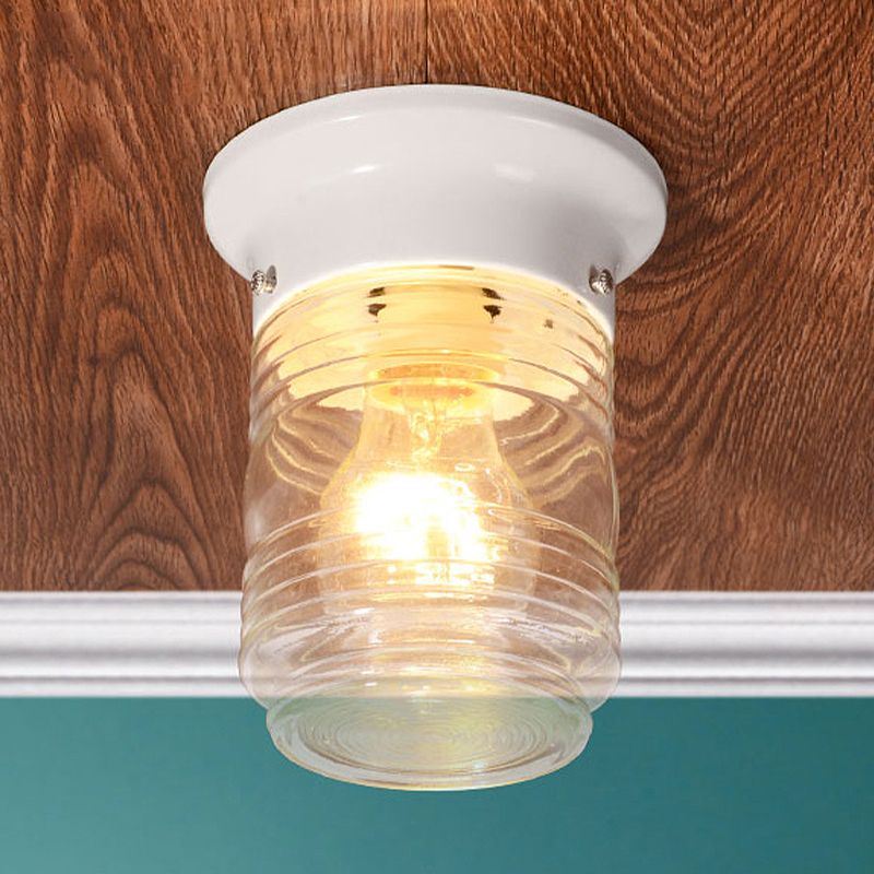 Plafonnier industriel cylindrique en verre soufflé à la main, 1 ampoule, pour salon, noir/blanc