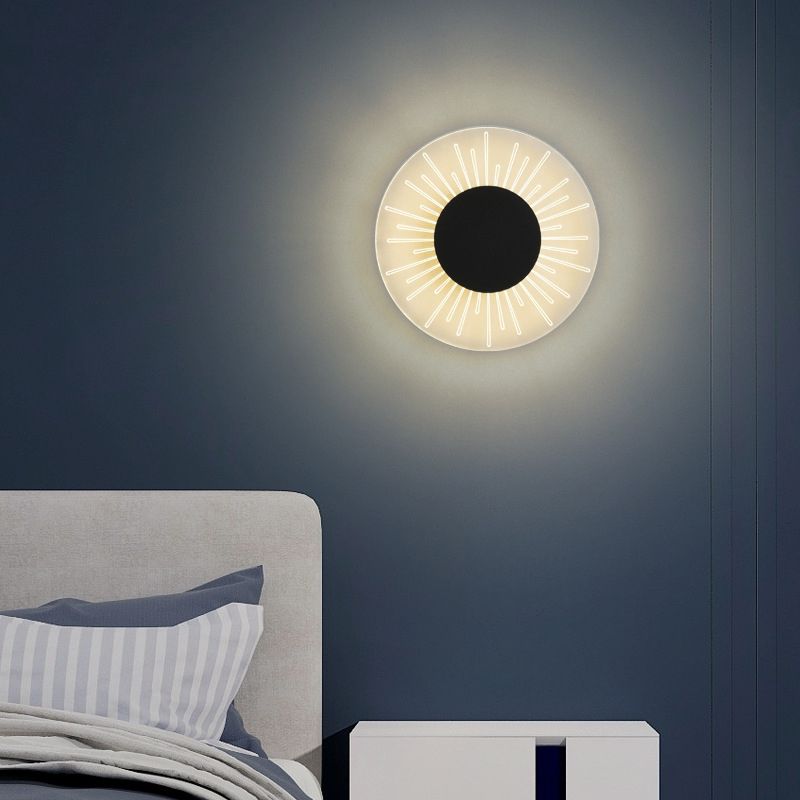 1 Light Round Wall Mounted Lamps Modern Style Metal Wall Sconces