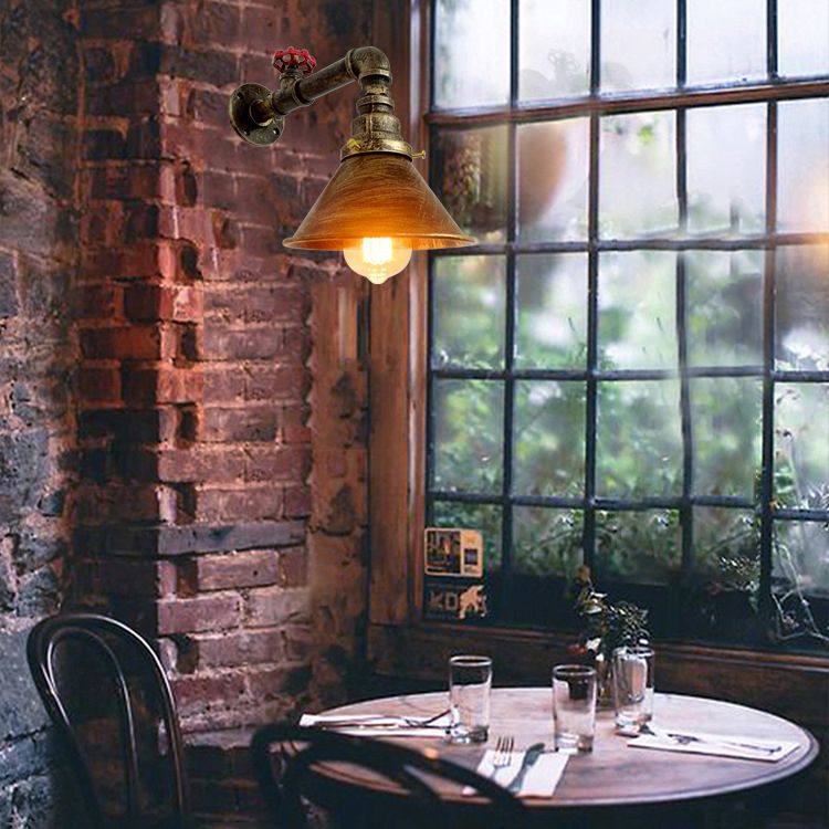 Metal Water Pipe Shade Wall Lighting Industrial Style 1 Light Wall Mounted Light Fixture