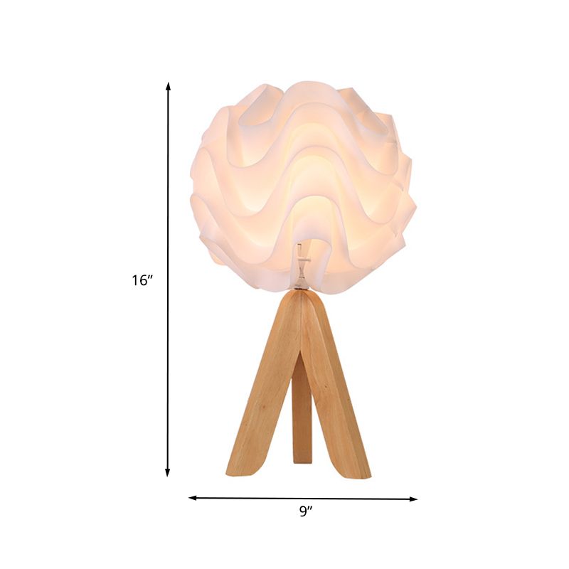 Lámpara de mesa de noche LED acrílica con luz de escritorio moderna en flor en blanco con trípode de madera