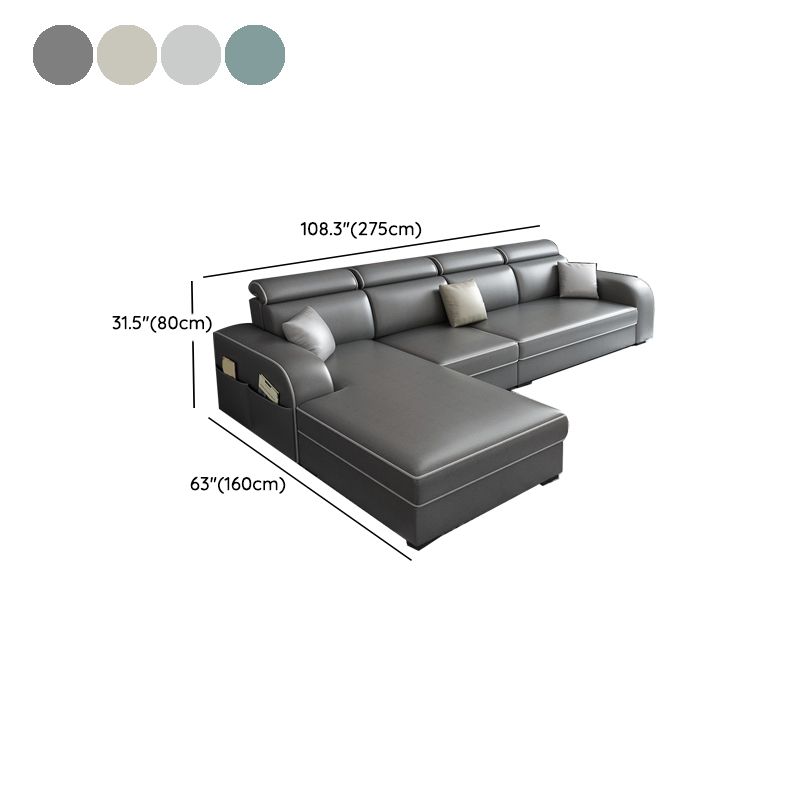 31.49" Tall Sectional Sofa Faux Leather/Linen Modular Sofa with Cushion Back
