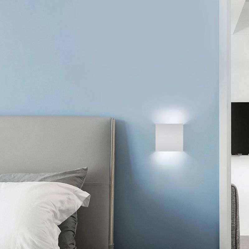 Modern Style Square Shape Wall Sconce Metal 1 Light Sconces for Bedroom