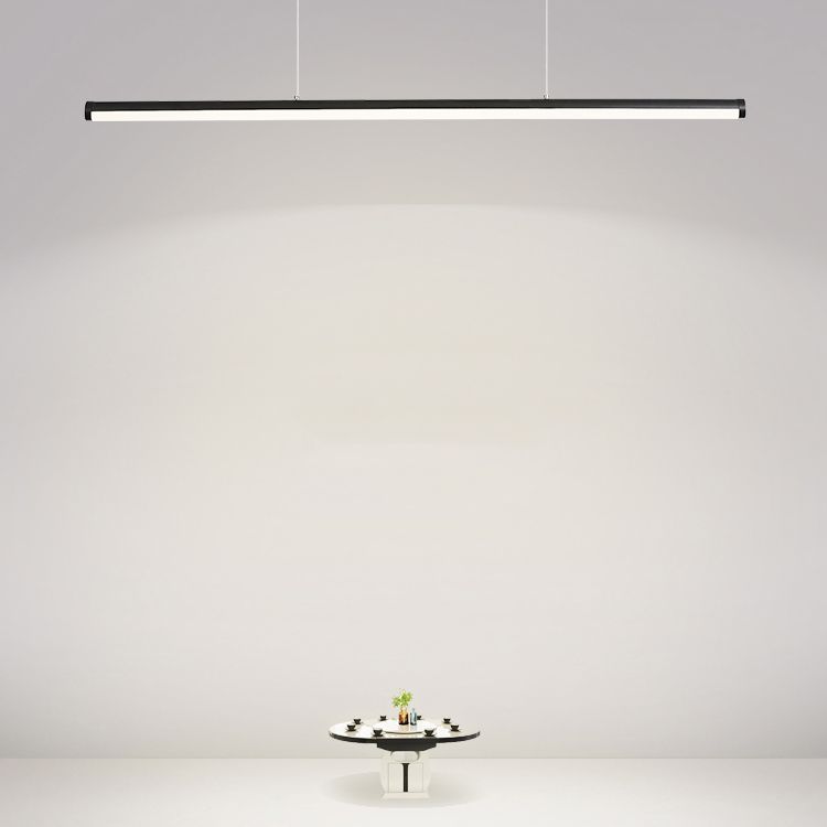 Linear Shape Island Pendant Contemporary Style Metal 1 Light Island Pendant Light in Black