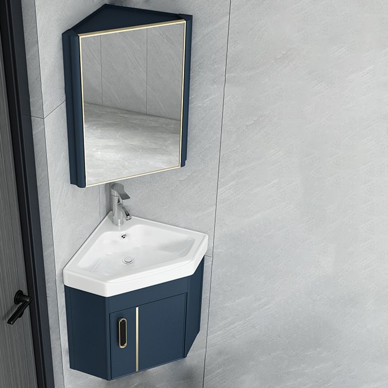 Wall Mounted Corner Bathroom Vanity Cabinet Triangular Abstract Vanity Sink