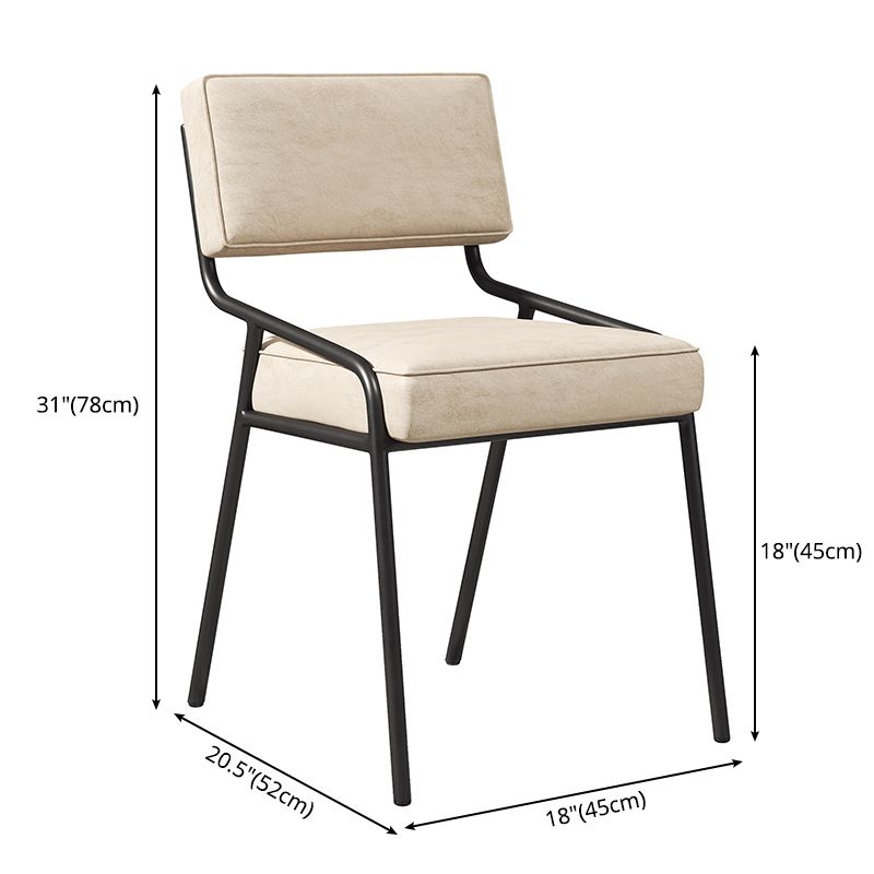 Chaise d'appoint de maison scandinave, chaise de salle à manger à dossier ouvert en métal rembourrée