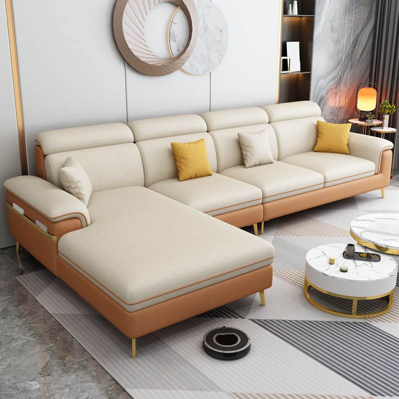 35.4"H Faux Leather Pillow Top Arm Sofa & Chaise for Living Room