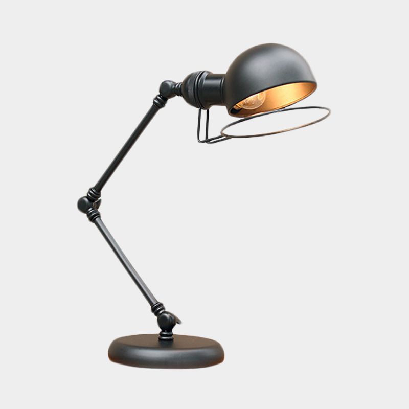 1 Lampenkuppel Task Light Industrial Black Finish Metallic Tischlampe mit Ringdetail und Schwungarm, 6,5 "/8" Breite