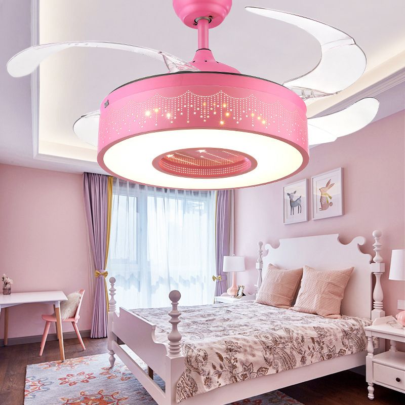 Creatieve cartoon sterrenhemel plafondventilator licht acryl kids slaapkamer semi -flush mount licht