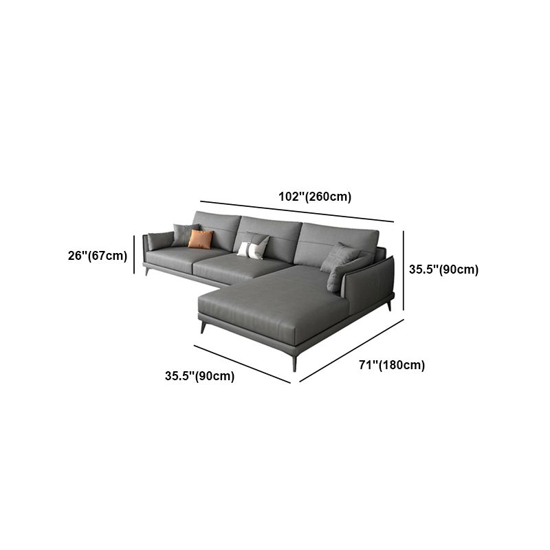 Modern Faux leather Sectional Sofa Dark Gray Cushion Back Sectional for Living Room