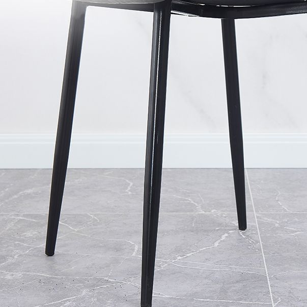 Sillas de comedor de metal contemporáneas sin brazos Sillas de comedor de cuero PU (juego de 2)