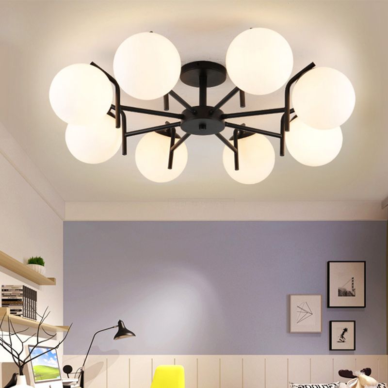 Black Ceiling Mounted Fixture Simple Globe Glass Living Room Ceiling Light