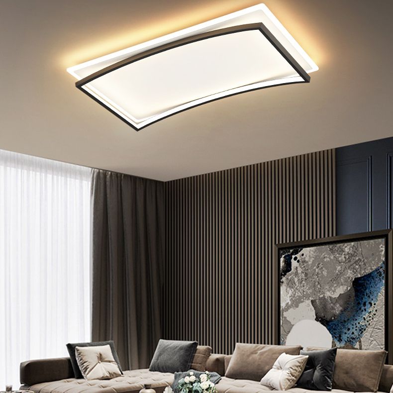 Creative Double Layer Geometric Ceiling Light Nordic Style Minimalism LED Flush Mount Lighting Fixture for Bedroom