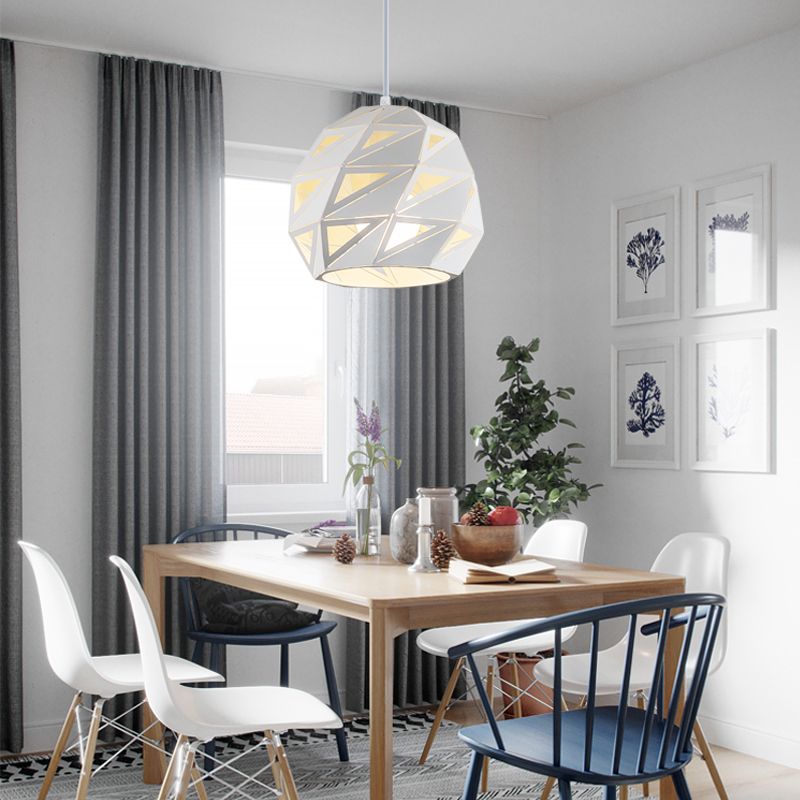 10"/12.5" Wide Metal Laser-Cut Pendant Light Fixture Minimalist 1 Light White/Black Hanging Lamp Kit