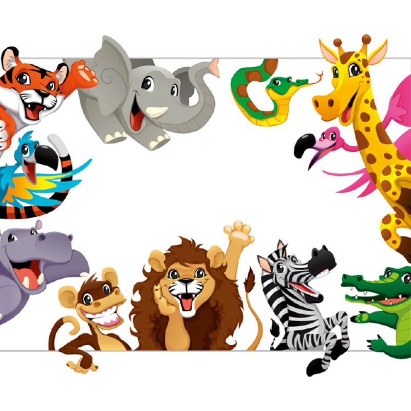 Non-Woven Decorative Mural Children's Art Cartoon Animals Wall Decor, Custom Printed