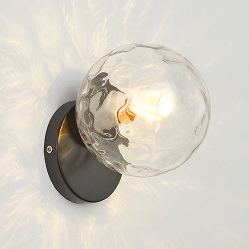 Minimalism Style Glass Ball Sconce Light Fixtures One Head Wall Lamp for Bedroom