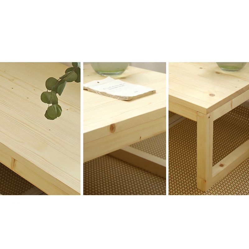 15"H Contemporary Coffee Table Solid Wood Coffee Cocktail Table