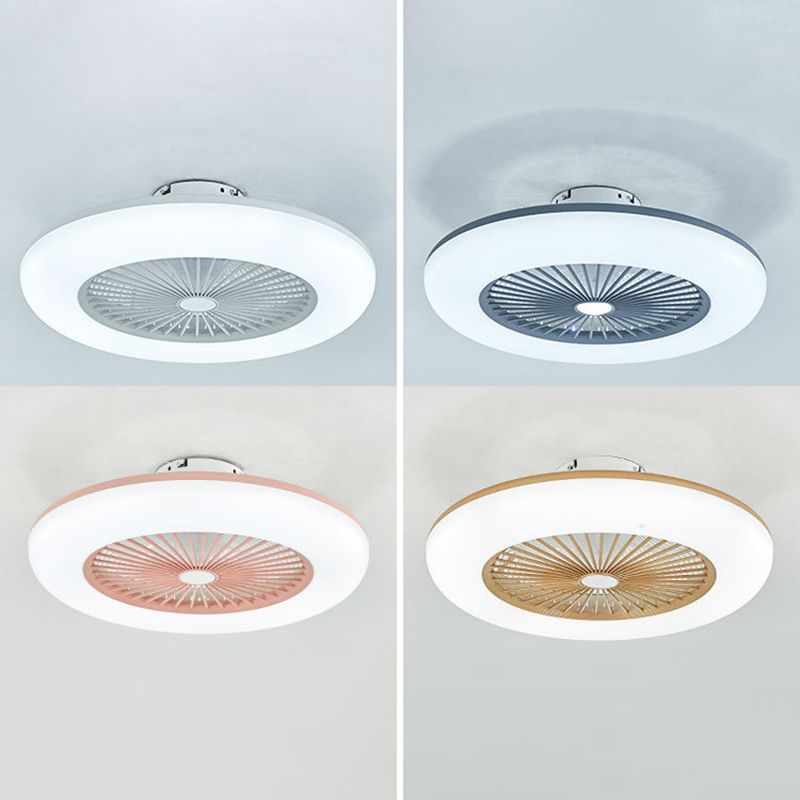 Schlafzimmer LED -Deckenlüftungslampe Makkaronstil Semi -Flush -Licht mit kreisförmiger Acrylschatten