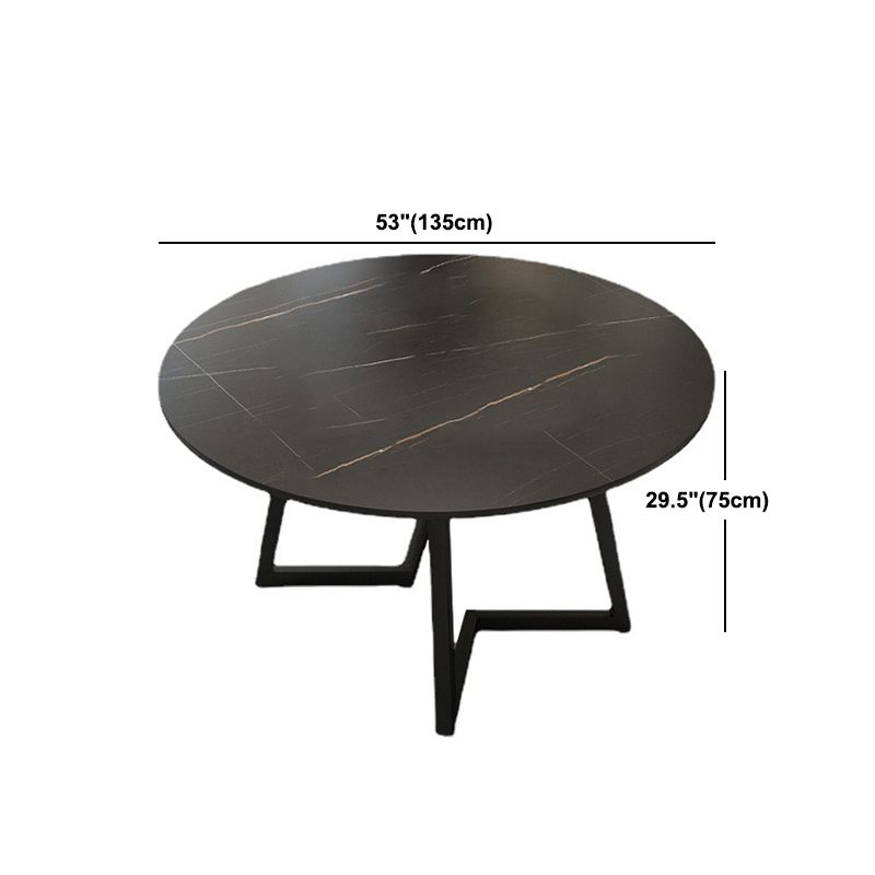 Round Sintered Stone Dining Table Modern Furniture with Double Pedestal for Home