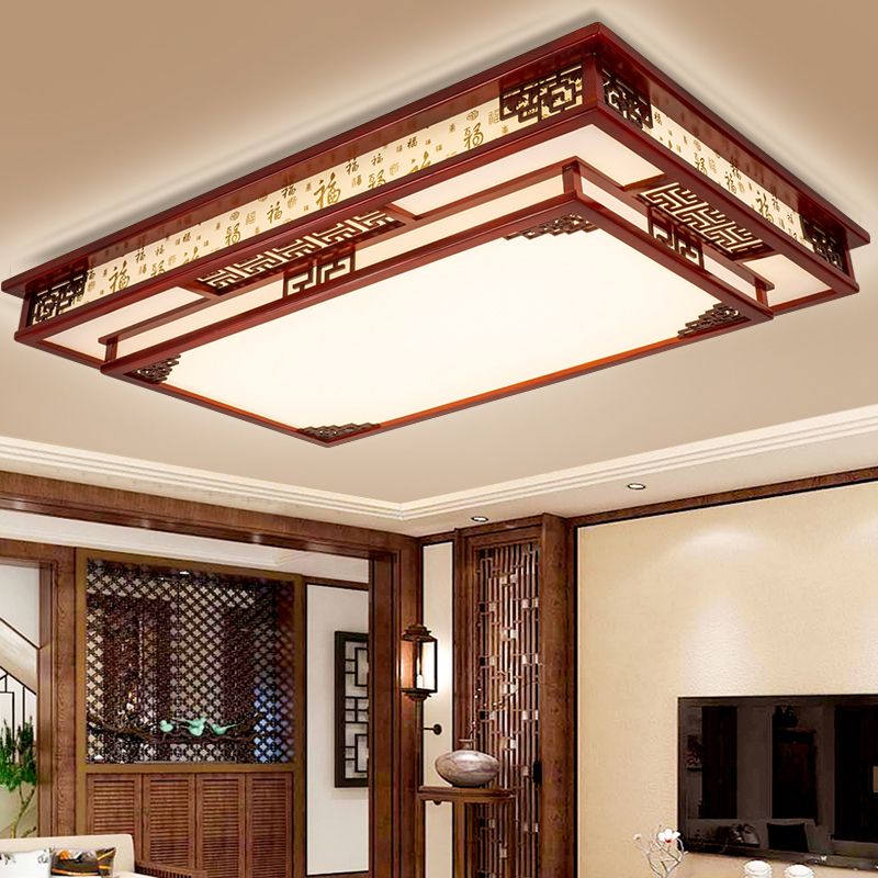 Lámpara de techo empotrada de madera cuadrada con montaje empotrado LED moderna para sala de estar