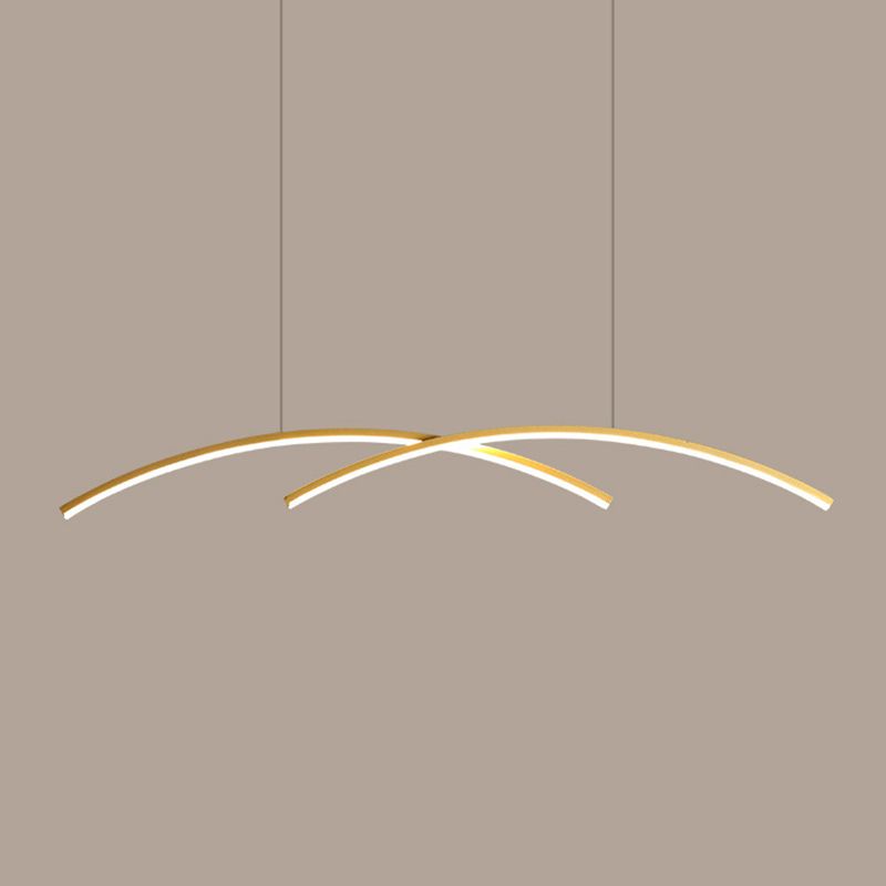 Linear 2 - Light LED Kitchen Island Fixture Iron Pendant Ceiling in Black / Gold