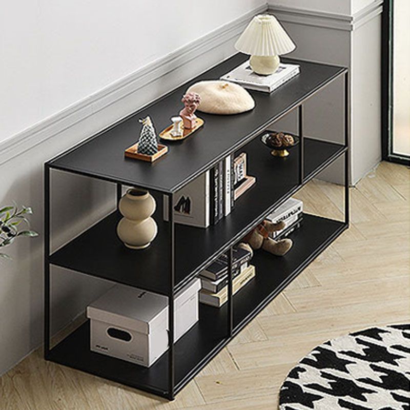 Contemporary Metal Shelf Bookcase Black Etagere Book Shelf for Study Room