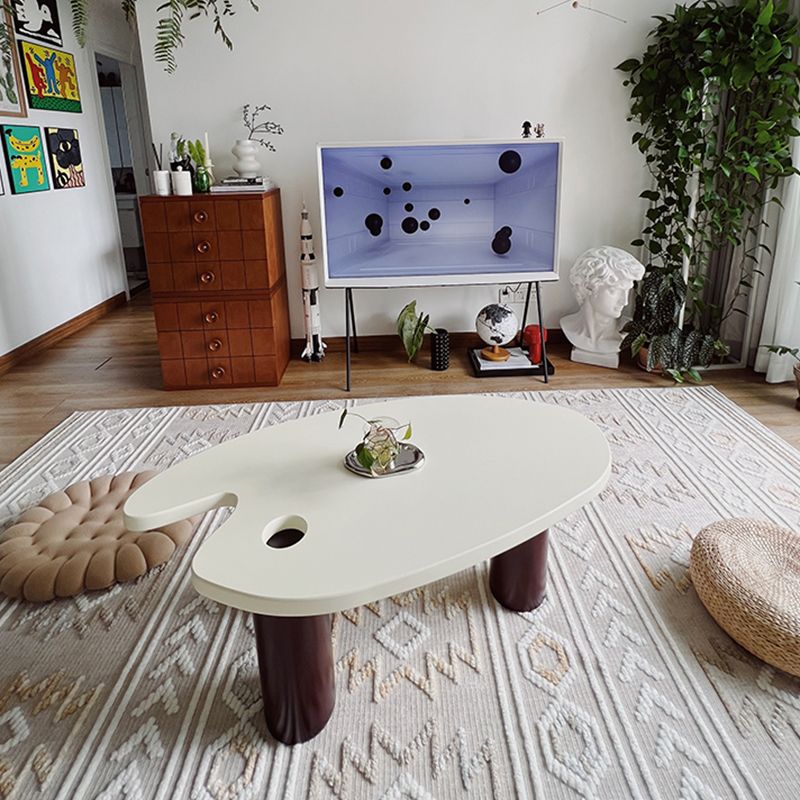 16"H Contemporary Coffee Table White 3 Legs Coffee Cocktail Table