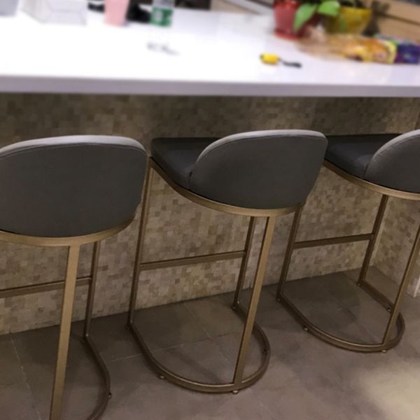 Glam Faux Leather Counter Height Stool Metal Bar Stool Bar Stool with Footrest