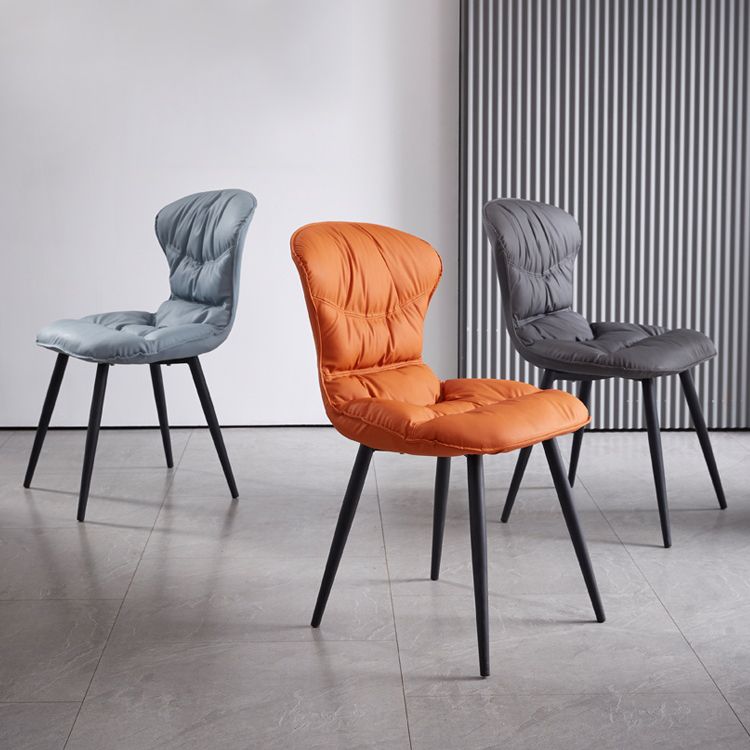 Nordic Style Metal Armless Dining Chairs Leather Upholstered Side Chair for Home Use