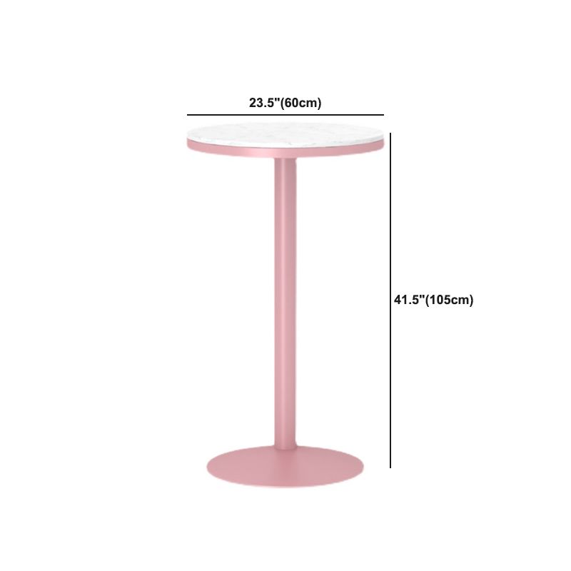 1/3/4/5 Pieces Industrial Pink Bar Table Set Round Bistro Set with White Faux Marble Top