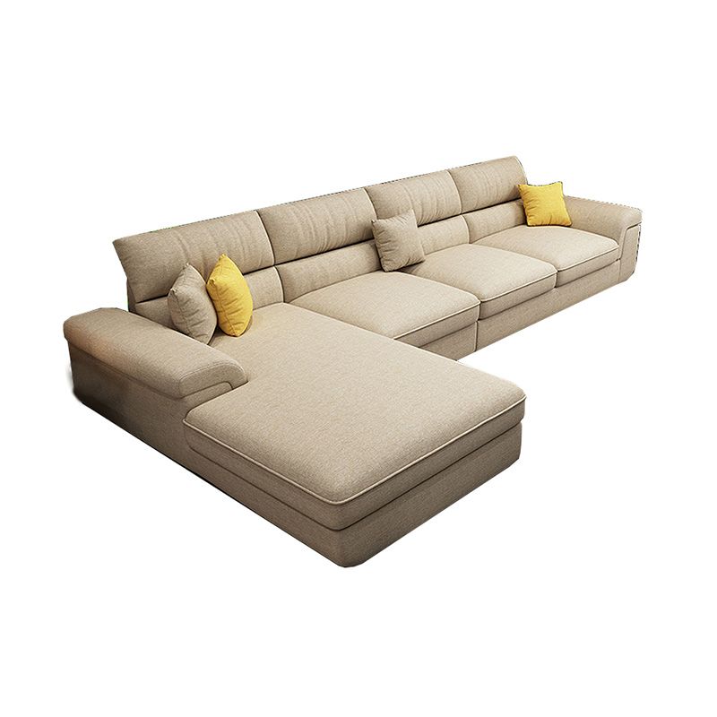 High Back Pillow Top Arm Sectional Left Hand Facing Sofa and Chaise with Slipcover