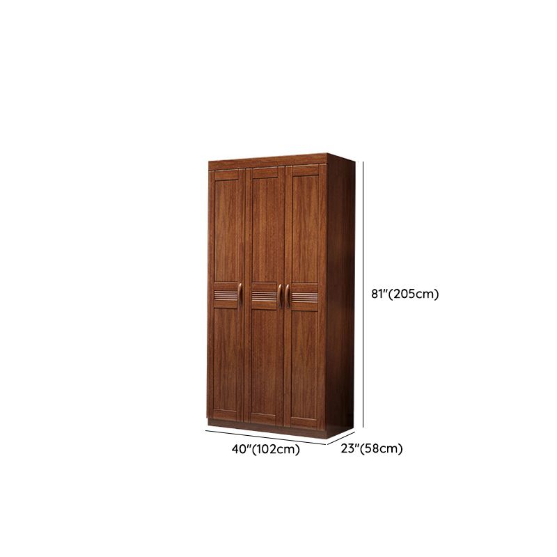 Brown Walnut Solid Wood Wardrobe Traditional Freestanding Wardrobe Armoire