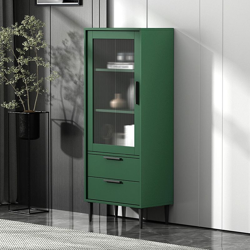 Wooden Accent Cabinet with Glass Door and 2 - Drawer 11.81" Wide Side Cabinet
