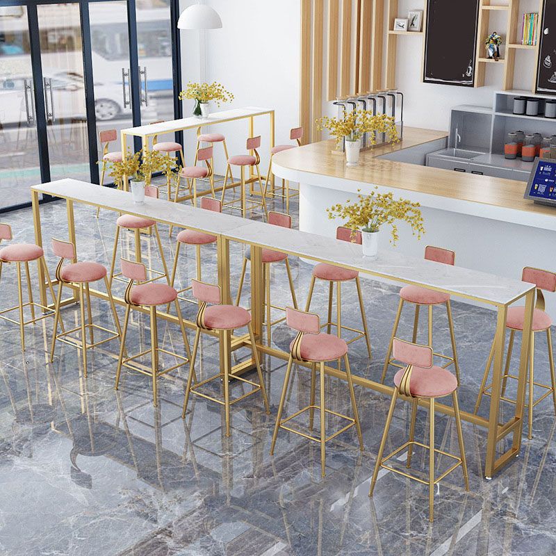 Glam Style 1/2/7 Pieces Faux Marble Bar Table Set Fixed Table Counter Set for Home Use