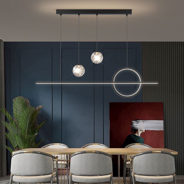 4 Lights de la isla de luz ligera Luces de la isla de vidrio contemporánea en negro